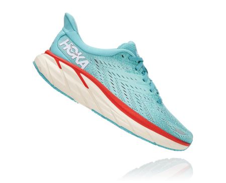 Hoka One One Clifton 8 - Sapatos Ortopédicos Homem Luz Turquesa / Azuis | PT-xRhGY0K